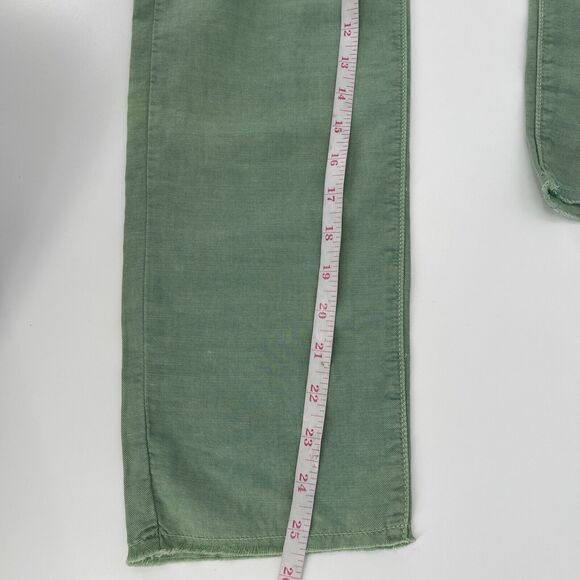 Mother Womens Pants Size 24 Green Cotton Linen Blend The Shaker Chop Crop - Picture 10 of 10